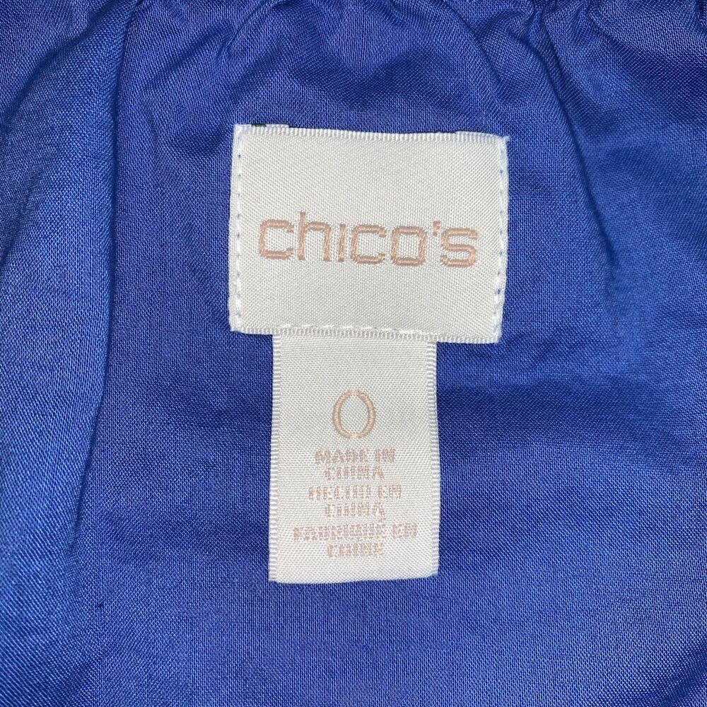 Chicos Womens Blouse Top Shirt Off Shoulder Bell Sleeve Blue Size 0 Small 4 - Picture 10 of 13